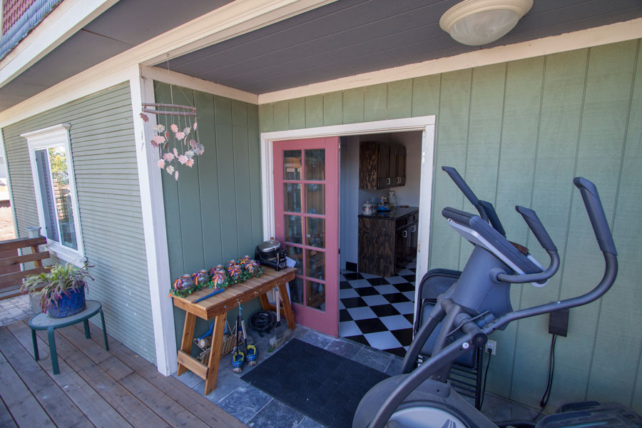 Covered porch at the back door.