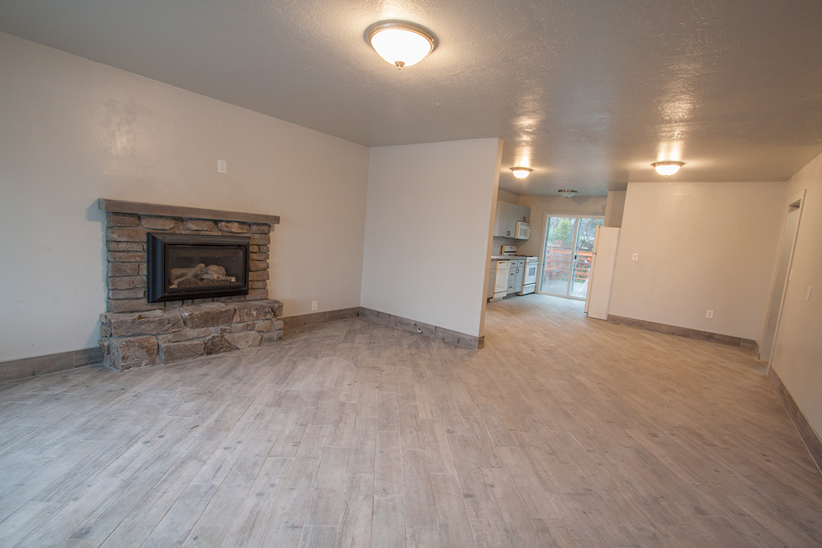 Open plan allows flexible dining/home office layout.